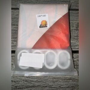 Halloween themed Orange and White Shower Curtain with Rings, Decorations